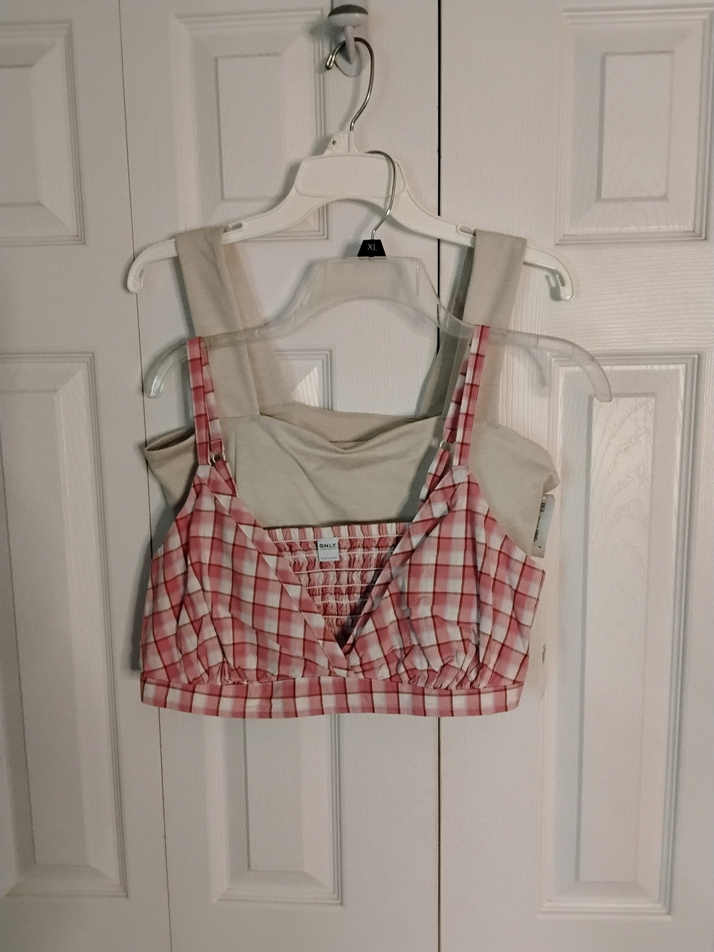 Old Navy Pink Plaid Cropped Camisole